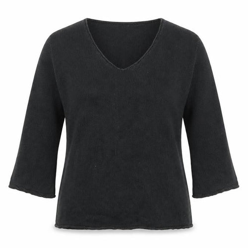 ONYX Jeans Women's Black Cotton V-Neck T-Shirt, L