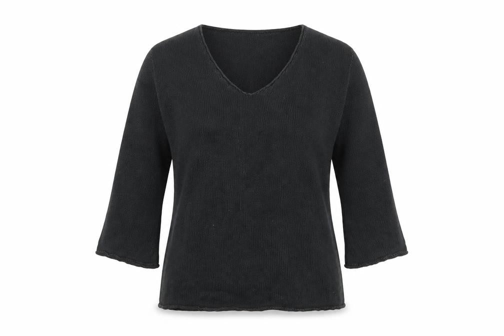 ONYX Jeans Women's Black Cotton V-Neck T-Shirt, L
