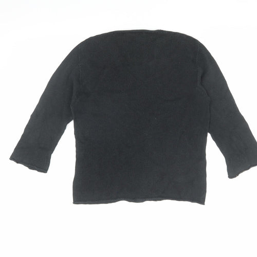 ONYX Jeans Women's Black Cotton V-Neck T-Shirt, L