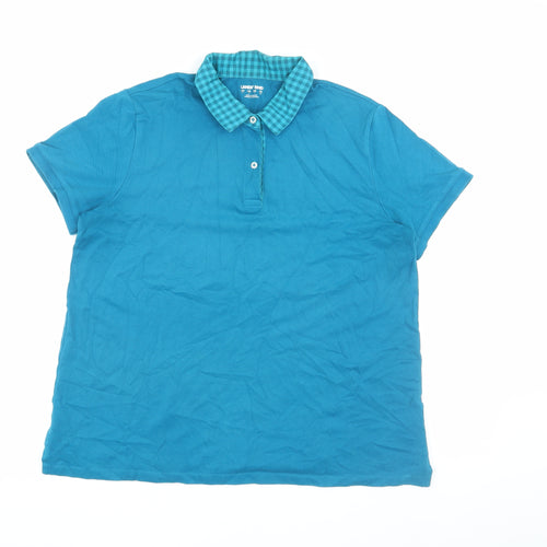 Lands' End Men’s Blue Polo Shirt, Size L, Short Sleeve