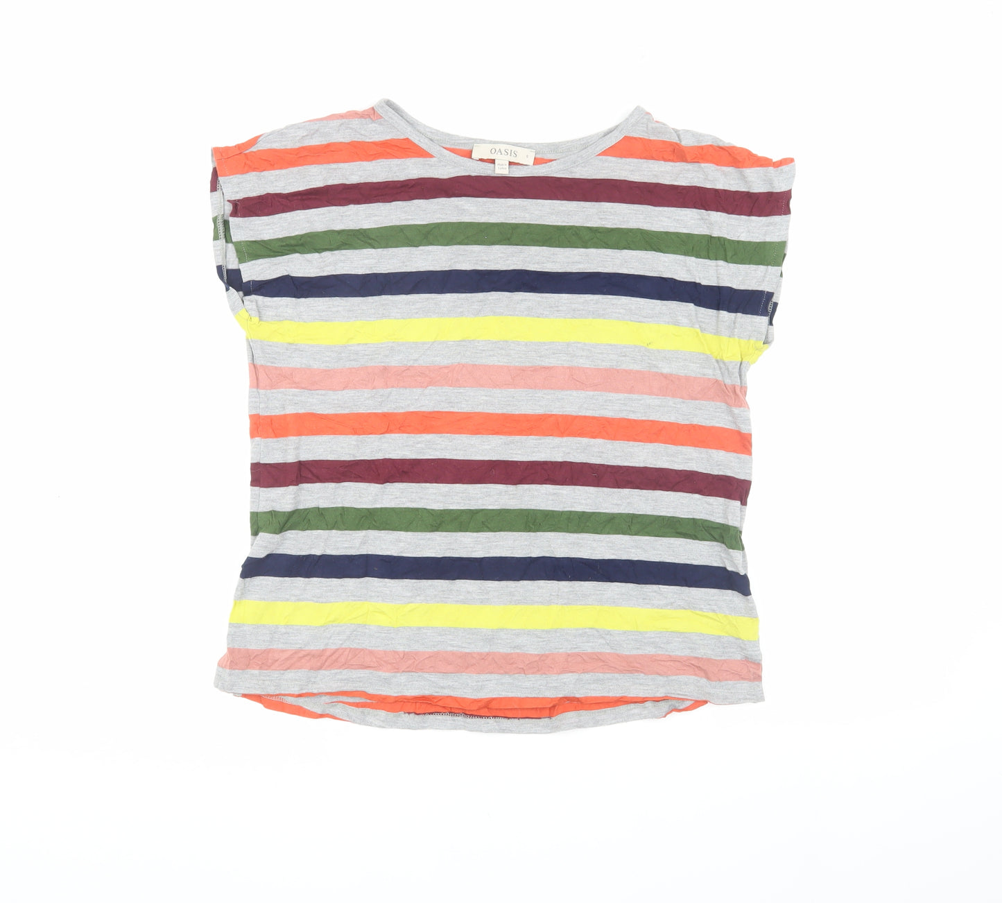 Oasis Women's Multicoloured Striped T-Shirt - Size S