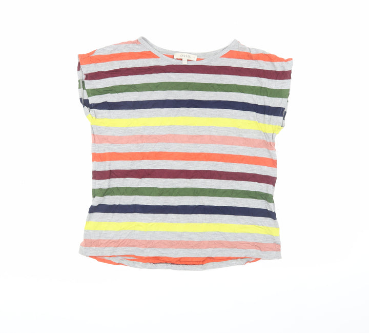 Oasis Women's Multicoloured Striped T-Shirt - Size S