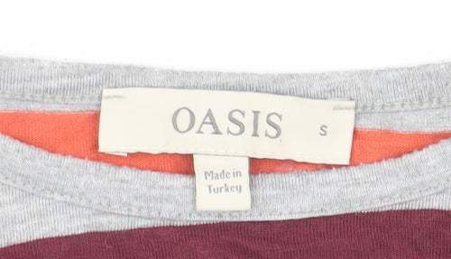 Oasis Women's Multicoloured Striped T-Shirt - Size S