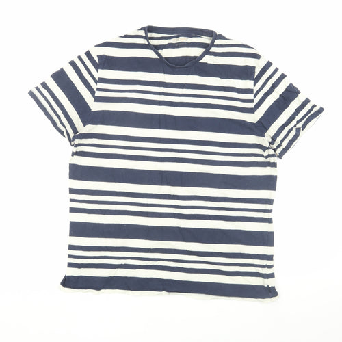 Wrangler Men's Blue Striped T-Shirt L Crew Neck