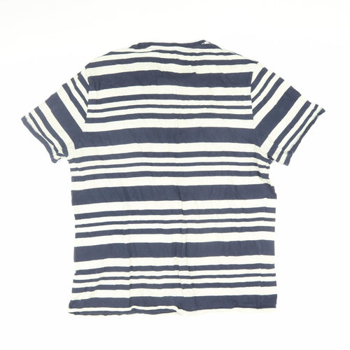 Wrangler Men's Blue Striped T-Shirt L Crew Neck