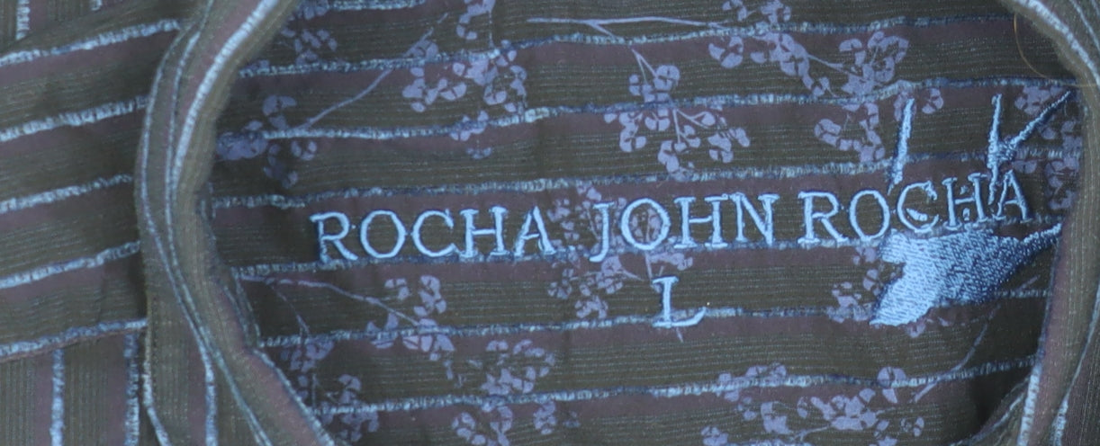 Rocha John Rocha Blue Men's Striped Dress Shirt L