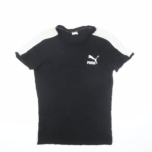 Puma Men's Black Logo T-Shirt, Size S, Short Sleeve