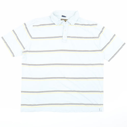 Maine New England Men's Blue Striped XL Polo Shirt