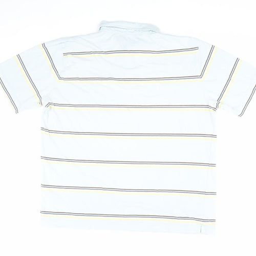 Maine New England Men's Blue Striped XL Polo Shirt