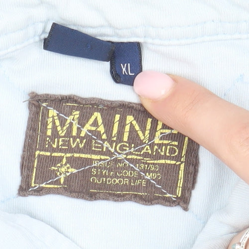 Maine New England Men's Blue Striped XL Polo Shirt