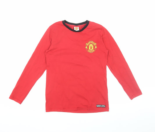 Manchester United Boys Red Long Sleeve T-Shirt, Size 11-12