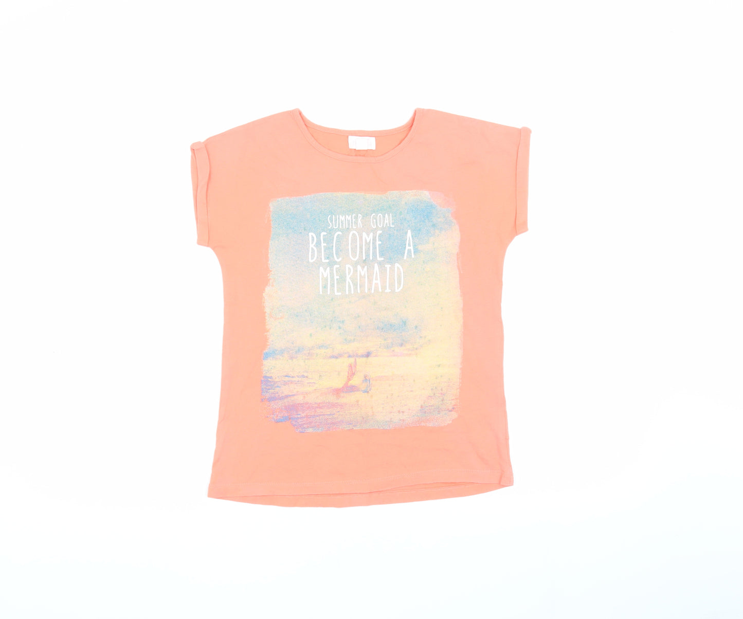 Pumpkin Patch Girls' Orange T-Shirt, Graphic, 10Y, Summer Fun