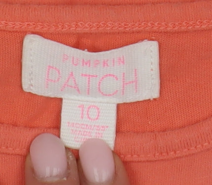 Pumpkin Patch Girls' Orange T-Shirt, Graphic, 10Y, Summer Fun