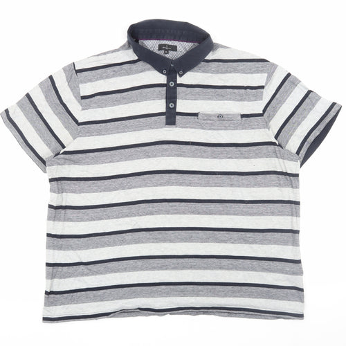 Jeff Banks Men's Grey Striped Polo XL