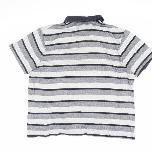 Jeff Banks Men's Grey Striped Polo XL