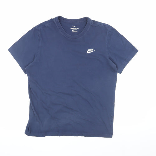 Nike Men's Blue Crew Neck Logo T-Shirt L