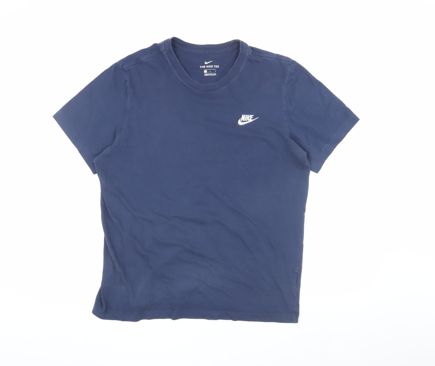 Nike Men's Blue Crew Neck Logo T-Shirt L