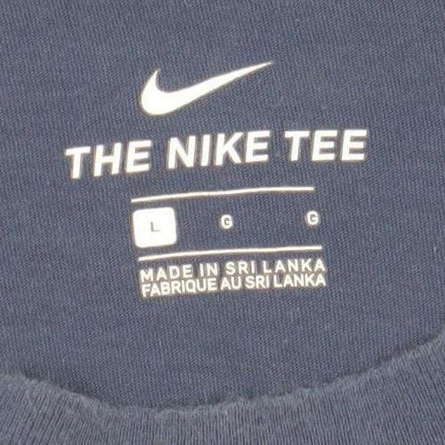 Nike Men's Blue Crew Neck Logo T-Shirt L