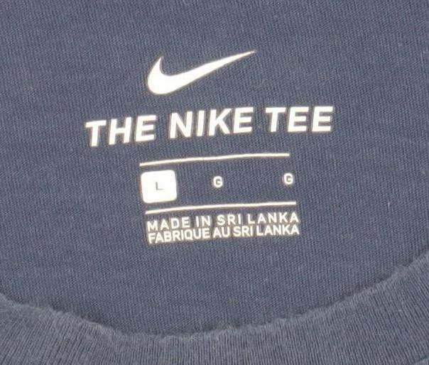 Nike Men's Blue Crew Neck Logo T-Shirt L