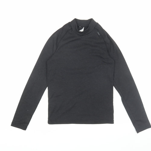 Decathlon Teens Black Mock Neck T-Shirt, Size 14