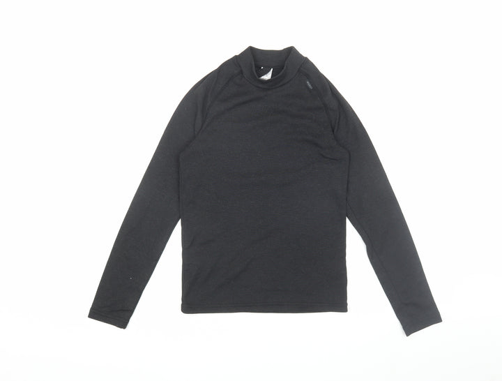 Decathlon Teens Black Mock Neck T-Shirt, Size 14