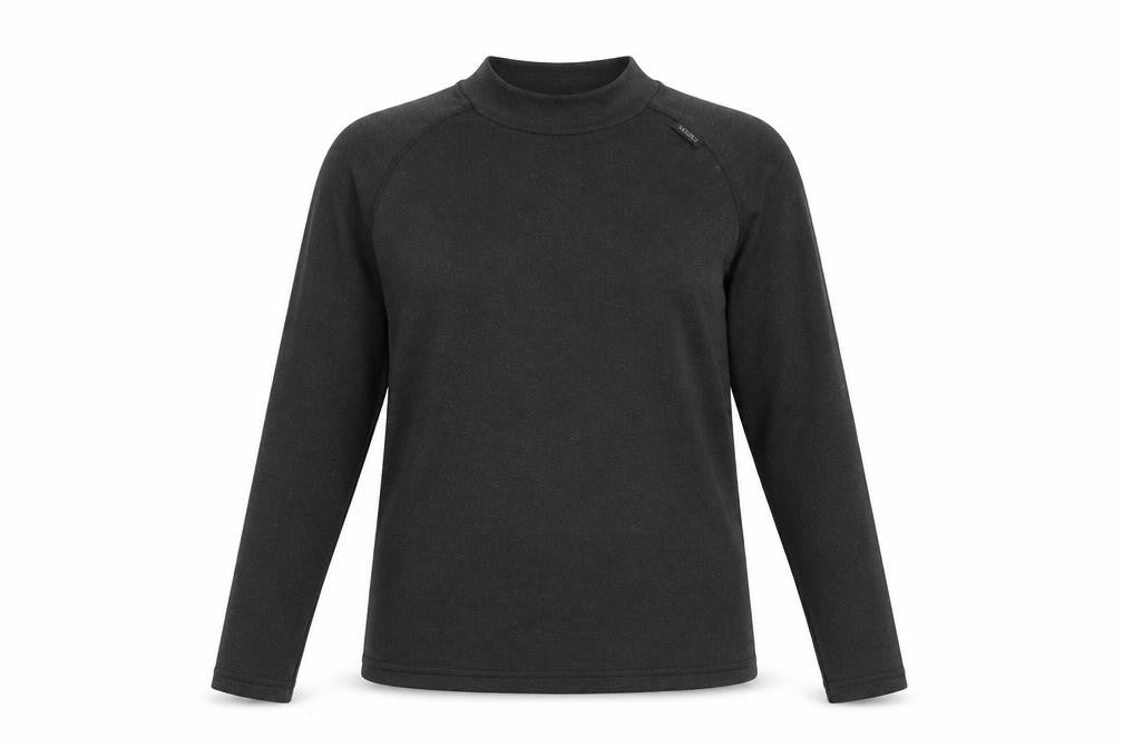 Front view of Decathlon Teens Black Mock Neck T-Shirt, size 14