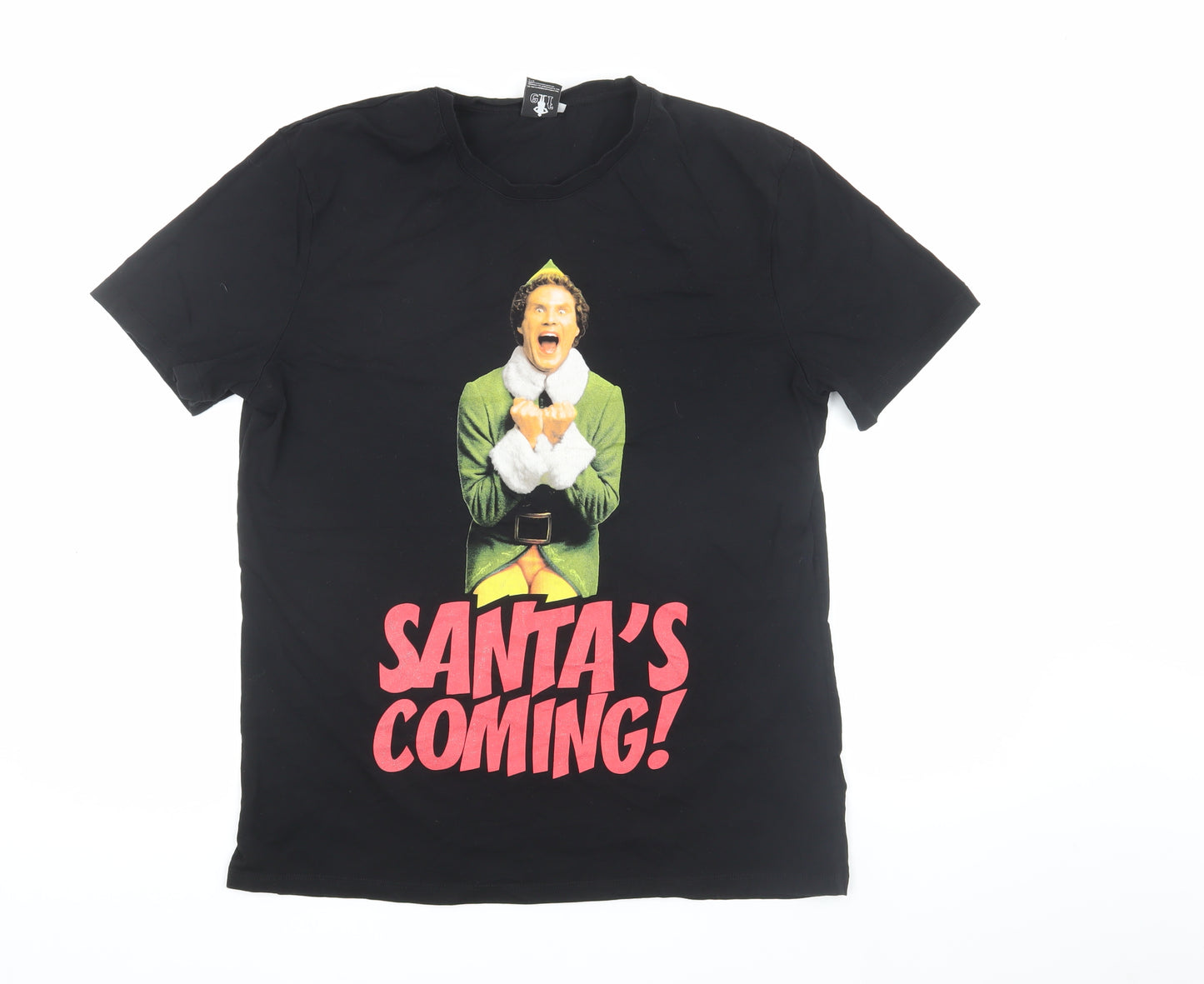 Elf Men's Black Large Christmas Graphic T-Shirt