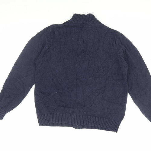ISLE ESSENTIALS Women's Blue Knit Jacket L Zip Casual