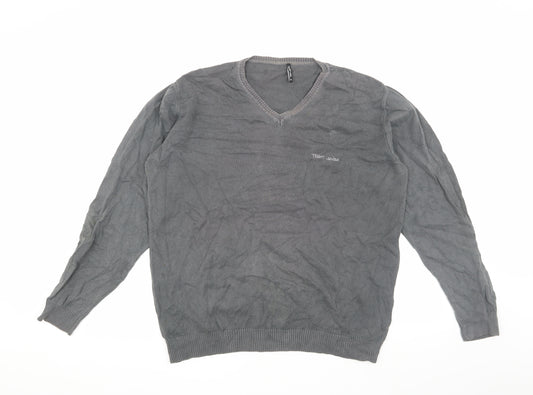 Teddy Smith Men's Grey XL V-Neck Cotton Pullover