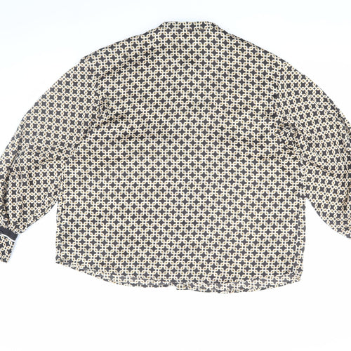 H&M Women's Beige Black Geometric Blouse Size 16