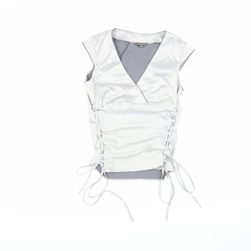 River Island Women's White Wrap Blouse - Size 12, Sleeveless