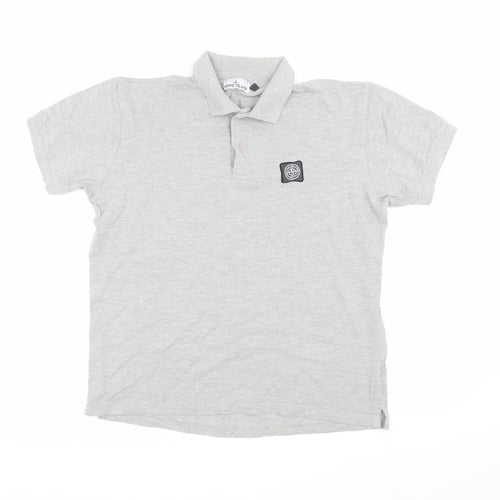 Stone Island Men's Grey Polo Shirt L - Stylish & Casual