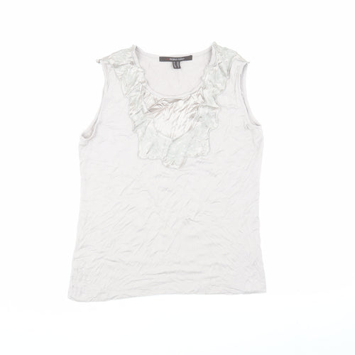 Marie Méro Women's Ivory Ruffle Blouse Size 12 Sleeveless