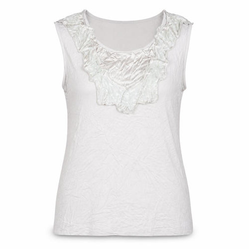 Marie Méro Women's Ivory Ruffle Blouse Size 12 Sleeveless