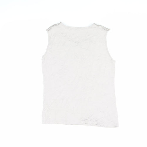 Marie Méro Women's Ivory Ruffle Blouse Size 12 Sleeveless