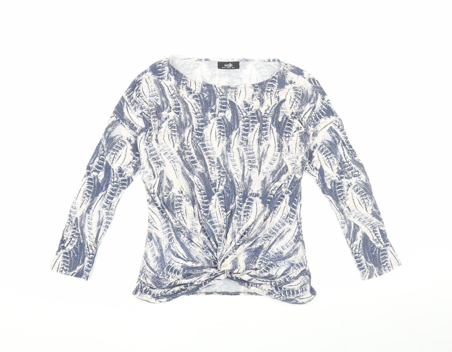 Wallis Women's Blue Floral 3/4 Sleeve Top UK 10
