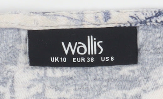 Wallis Women's Blue Floral 3/4 Sleeve Top UK 10