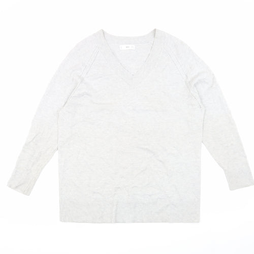 MNG Women's Grey V-Neck Pullover Jumper, Size S