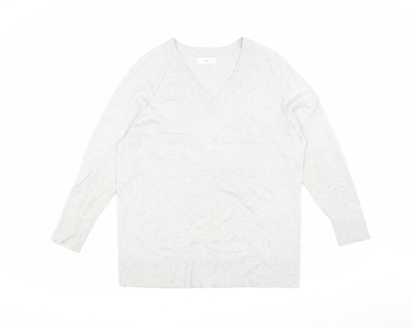 MNG Women's Grey V-Neck Pullover Jumper, Size S
