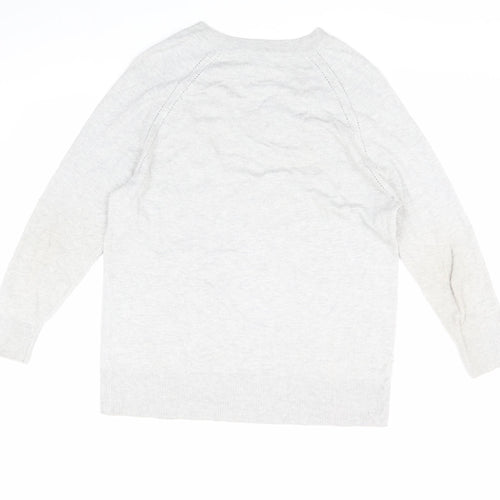 MNG Women's Grey V-Neck Pullover Jumper, Size S