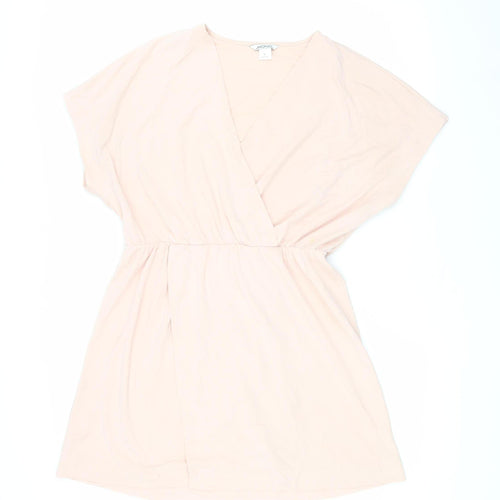 Monki Women's Pink Wrap Blouse, Size M, Casual V-Neck