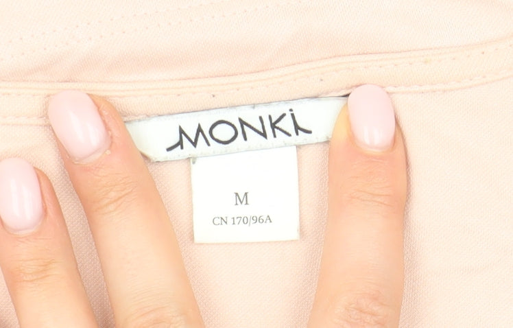 Monki Women's Pink Wrap Blouse, Size M, Casual V-Neck