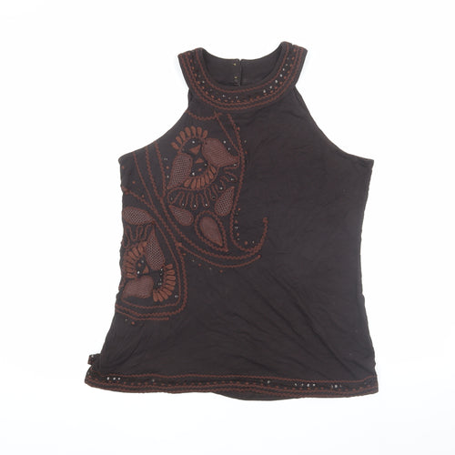 Next Women's Black Tank Top Size 18 Embroidered