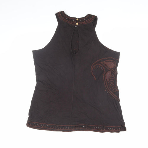 Next Women's Black Tank Top Size 18 Embroidered