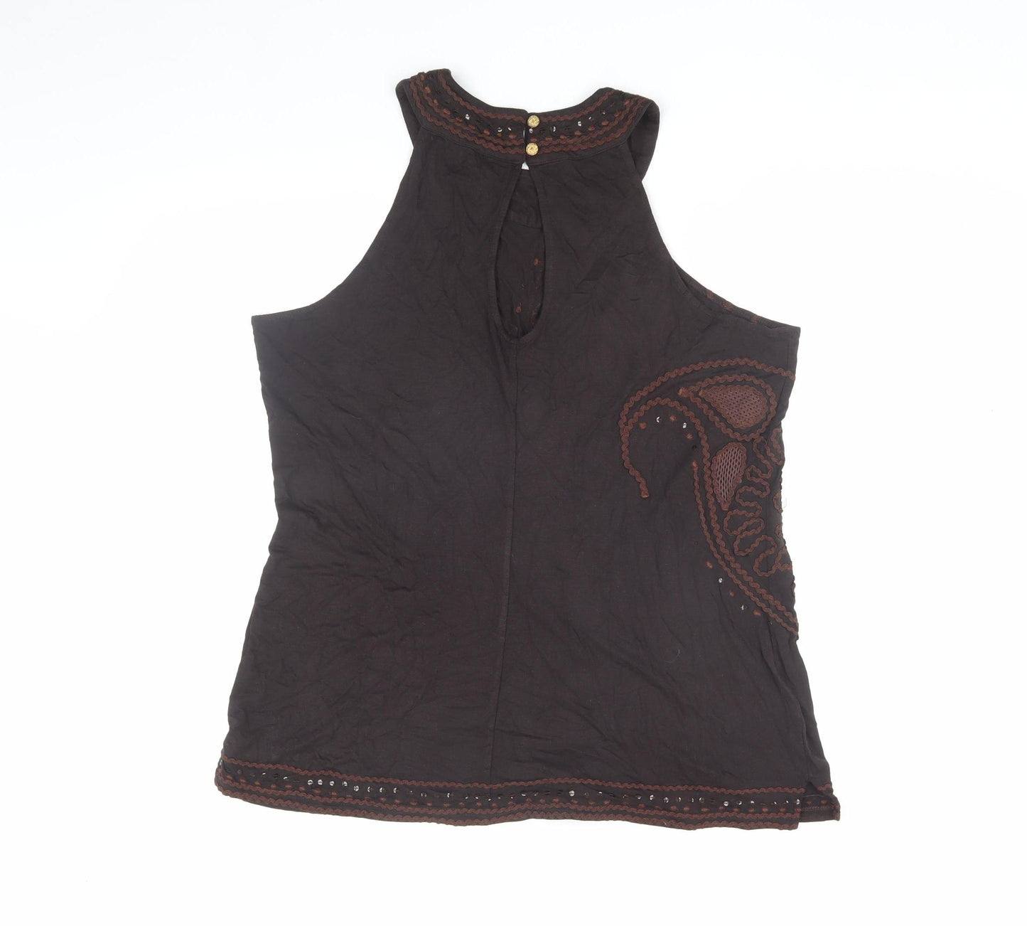 Next Women's Black Tank Top Size 18 Embroidered