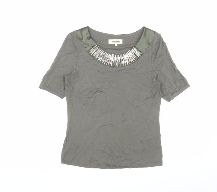 Viyella Women's Green Beaded T-Shirt S