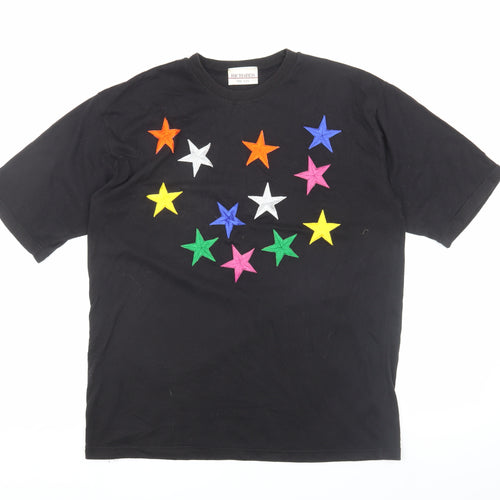 Richards Unisex Black Star Embroidered T-Shirt