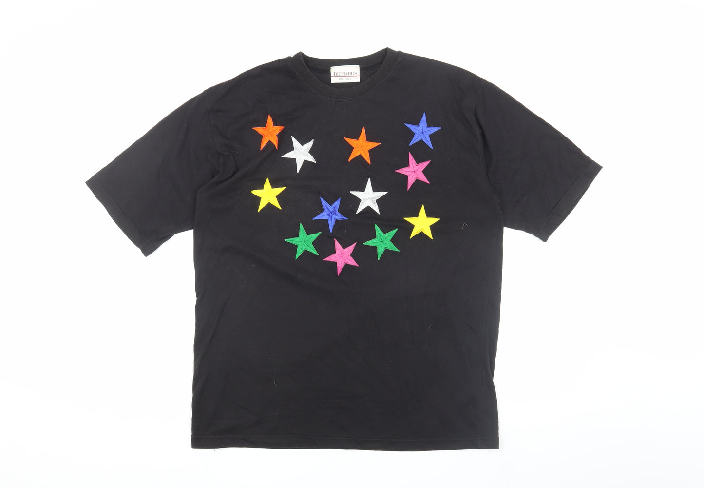 Richards Unisex Black Star Embroidered T-Shirt