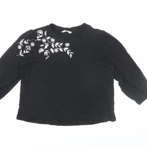 Marks and Spencer Women's Black Embroidered Blouse Size 14