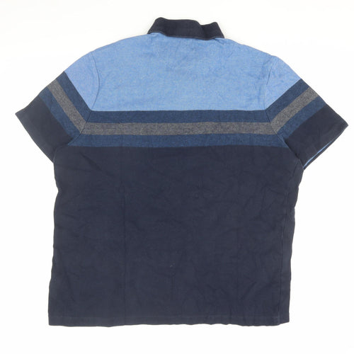 Marks and Spencer 2XL Blue Striped Polo For Men